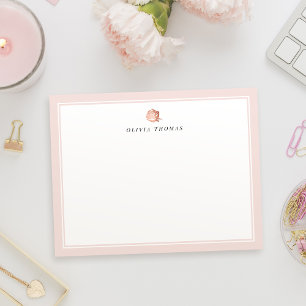Blush pink rose retro personalised Stationery Card