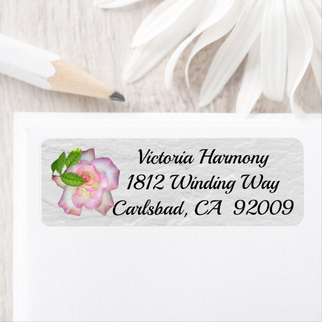 Blush Pink Rose Return Address Labels (Insitu)