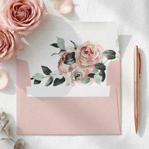 Blush Pink Rose Romantic Wedding Envelope