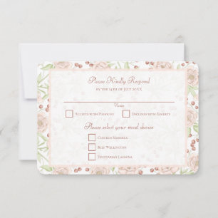 Blush Pink Rose Vintage Wedding RSVP Reply Invitation