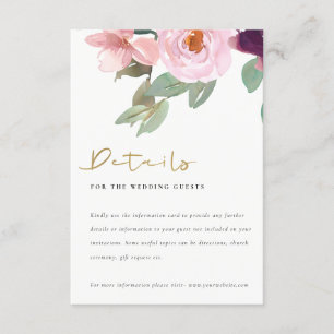 BLUSH PINK ROSE WATERCOLOR FLORAL WEDDING DETAIL ENCLOSURE CARD