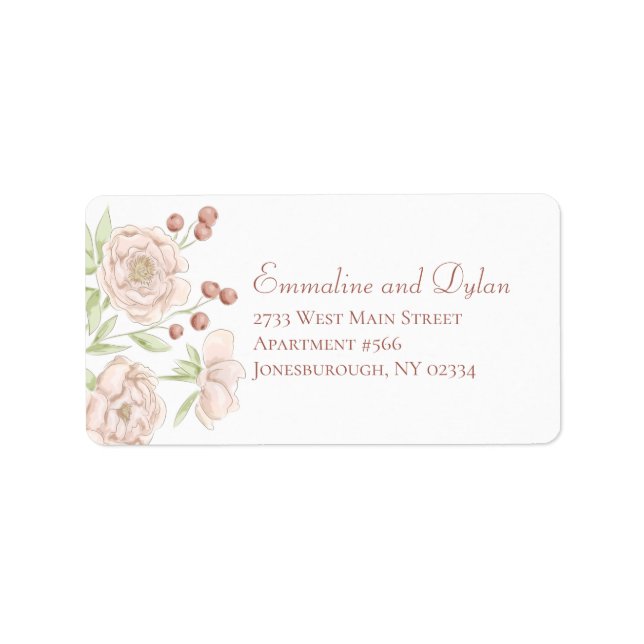 Blush Pink Rose Wedding Address Labels (Front)