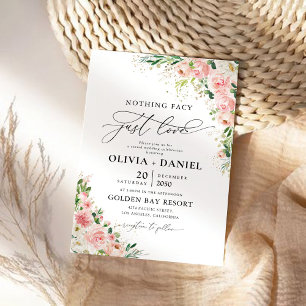 Blush Pink Rose Wedding Ceremony Invitation