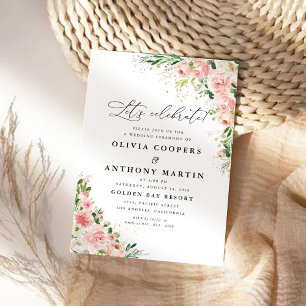 Blush Pink Rose Wedding Ceremony Invitation