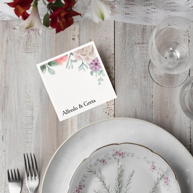 Blush Pink Rose Wedding Cocktail Napkin (Creator Uploaded)
