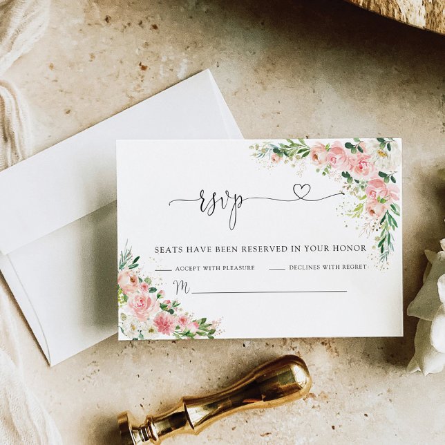 Blush Pink Rose Wedding RSVP Card (Creator Uploaded)