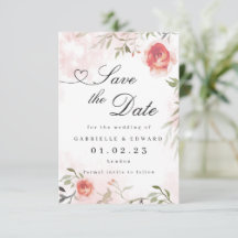 Blush Pink Rose Wedding Save the Date
