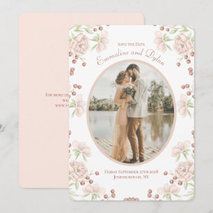 Blush Pink Rose Wedding Save the Date Invitation