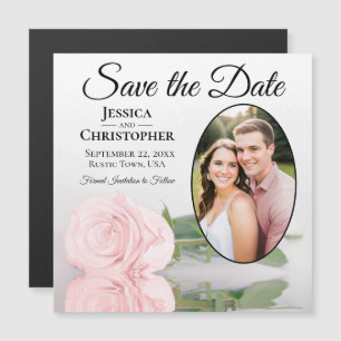 Blush Pink Rose Wedding Save The Date Photo Magnet