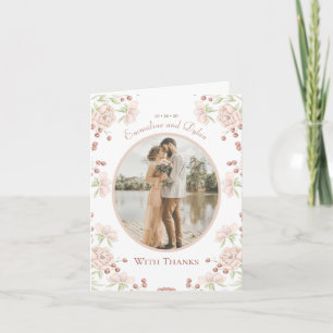 Blush Pink Rose Wedding Thank You Cards Photo