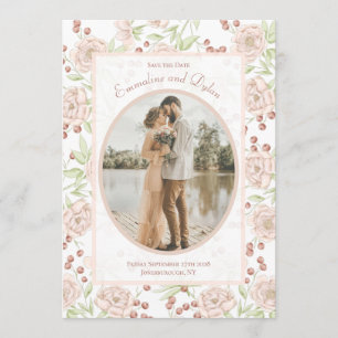 Blush Pink Rose Wedding Vintage Save the Date Invitation