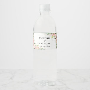 Blush Pink Rose Wedding Water Bottle Labels