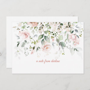Blush Pink Roses and Sage Greenery Note Card