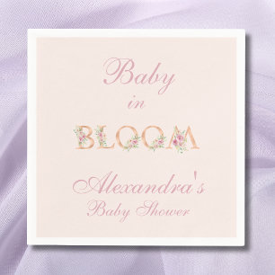Blush Pink Roses Baby in Bloom Baby Shower Napkin