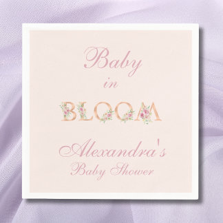 Blush Pink Roses Baby in Bloom Baby Shower Napkin