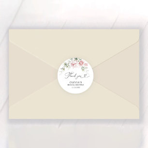 Blush Pink Roses Bridal Shower Classic Round Sticker