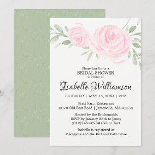 Blush Pink Roses Bridal Shower Invitations
