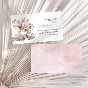 Blush Pink Roses Bridal Shower Tea Share A Recipe Enclosure Card