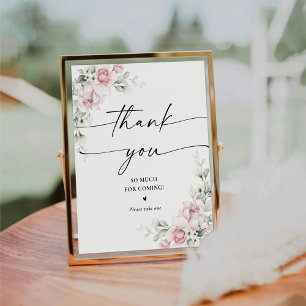 Blush Pink Roses Bridal Shower Thank You Sign