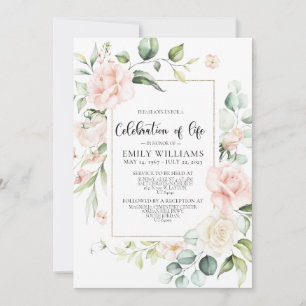 Blush Pink Roses Celebration of life Invitation