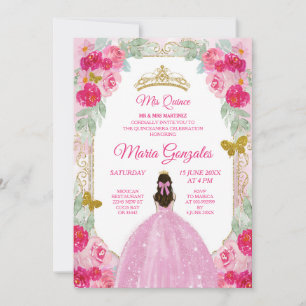 Blush Pink Roses Charra Mis Quince Invitation