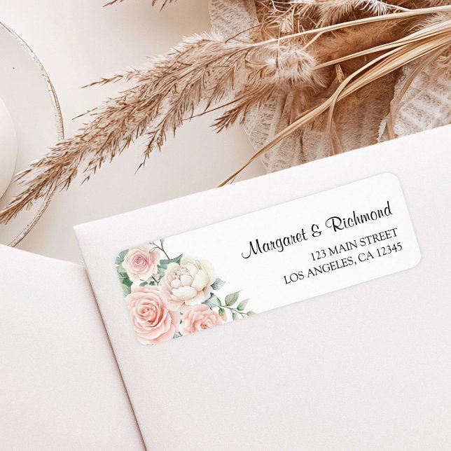 Blush Pink Roses Elegant Wedding Return Address (Creator Uploaded)