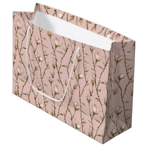 Blush Pink Roses Floral Birthday Large Gift Bag