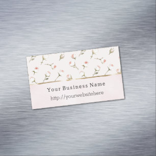 Blush Pink Roses Floral Business name website Magnetic Business Card