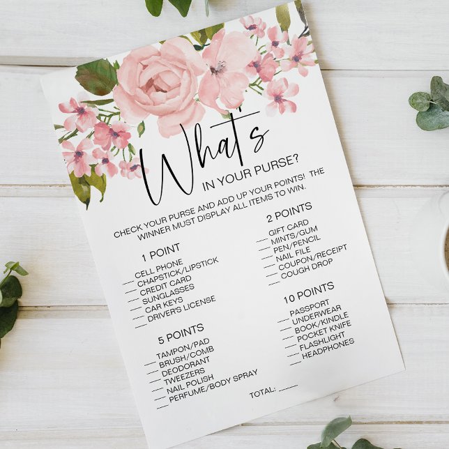 Blush Pink Roses Floral Game Whats In Your Purse Flyer (Creator Uploaded)