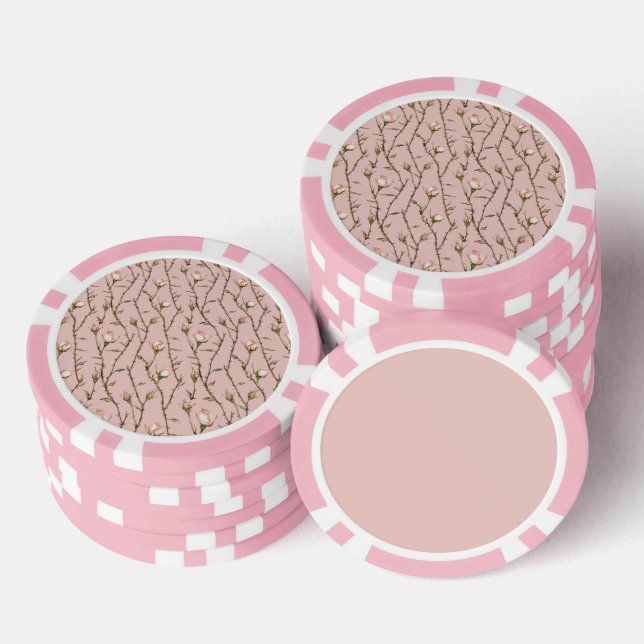 Blush Pink Roses Floral Poker Chips (Stack)