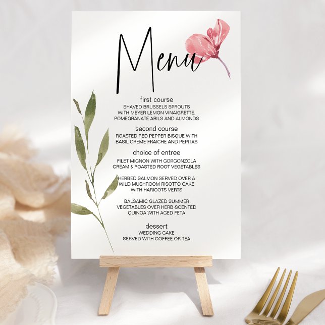 Blush Pink Roses Floral Romantic Wedding Menu (Creator Uploaded)
