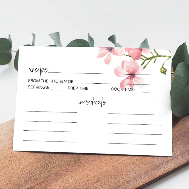 Blush Pink Roses Floral Wedding Recipe Card (Creator Uploaded)