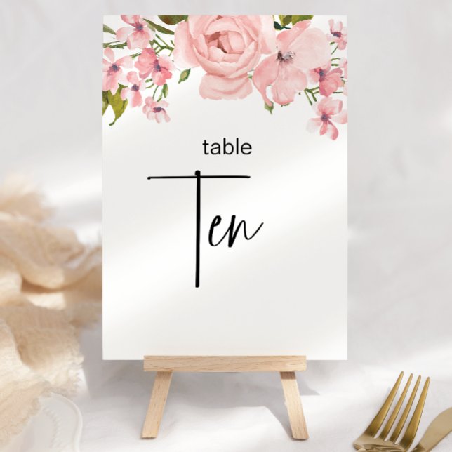 Blush Pink Roses Floral Wedding Table Number (Creator Uploaded)