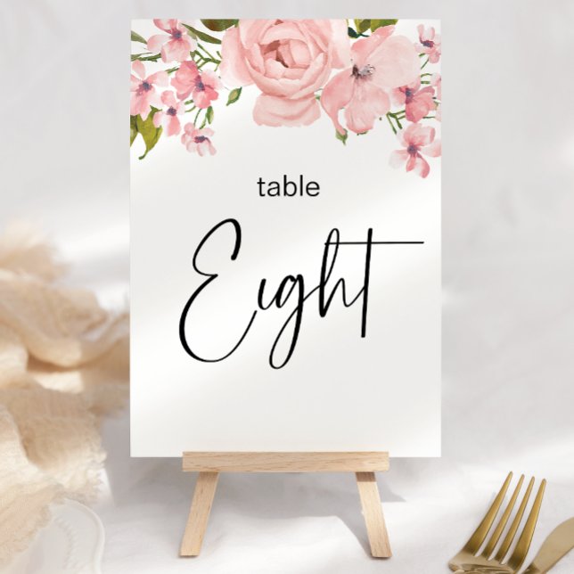 Blush Pink Roses Floral Wedding Table Number (Creator Uploaded)