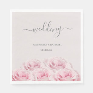 Blush Pink Roses Flowers Floral Elegant Wedding Napkin