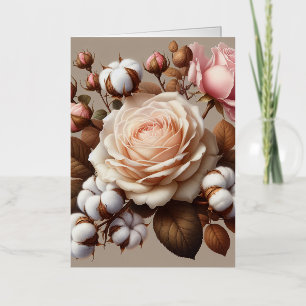 Blush Pink roses flowers floral shopping tote bag Foil Greeting Card