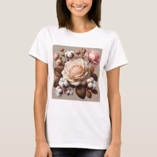 Blush Pink roses flowers floral  T-Shirt