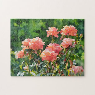 Blush Pink Roses Garden Art Puzzle
