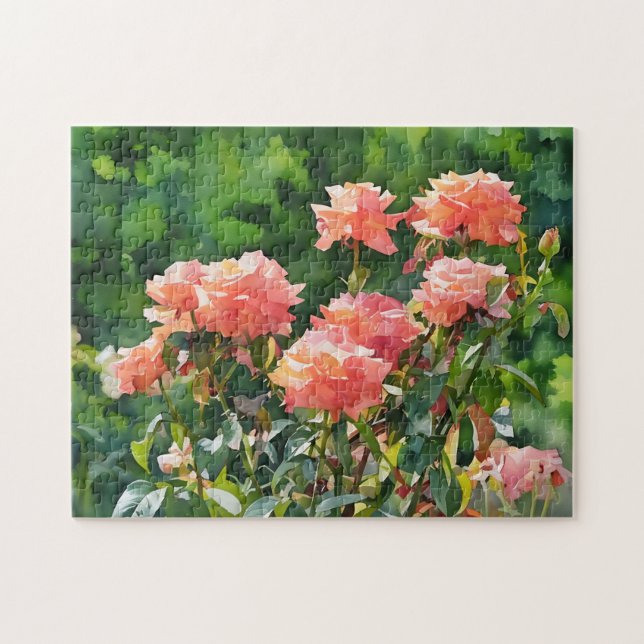 Blush Pink Roses Garden Art Puzzle (Horizontal)