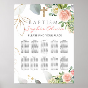 Blush Pink Roses Girl Baptism Seating Chart