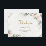 Blush Pink Roses Greenery and Gold Geometric Thank You Card<br><div class="desc">Blush Pink Roses Greenery and Gold Geometric Wedding Thank you Cards, Contact me for matching items or for customisation, Blush Roses © Stunning design for a wedding suite – so modern lately colour scheme – green and gold, successfully combined with soft pink roses peonies – this one will definitely impress...</div>