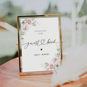 Blush Pink Roses Guest Book Sign