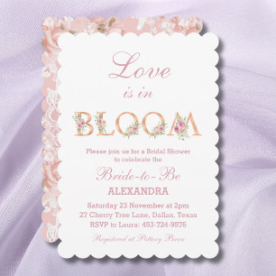 Blush Pink Roses Love is in Bloom Bridal Shower Invitation