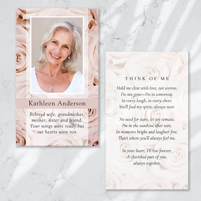 Blush Pink Roses Memorial Card (Creator Uploaded)