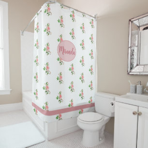 Blush Pink Roses Pattern Shower Curtain