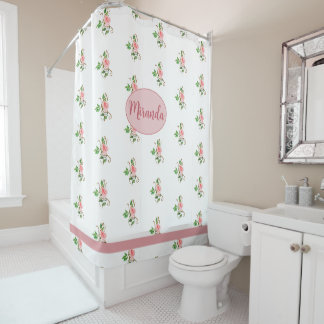 Blush Pink Roses Pattern Shower Curtain