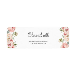 Blush pink roses, rose,floral Return Address Label