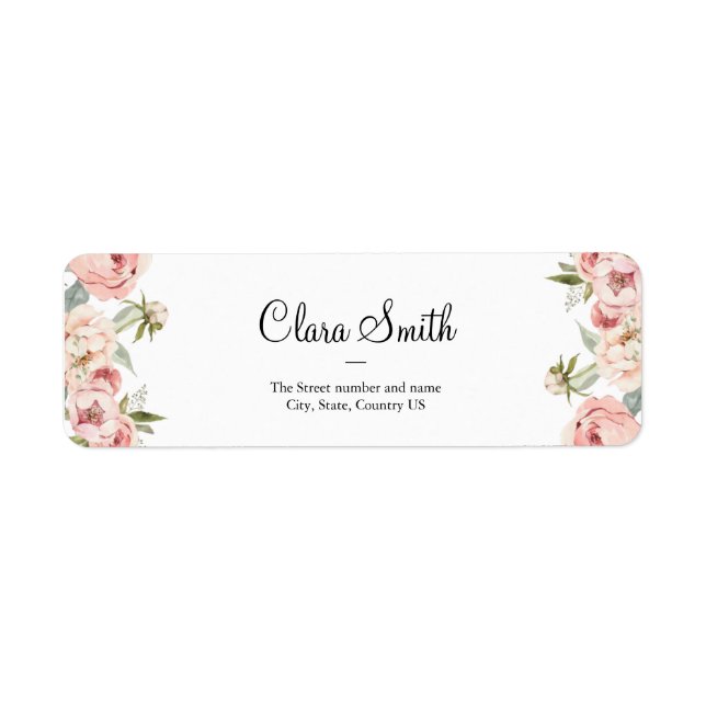 Blush pink roses, rose,floral Return Address Label (Front)