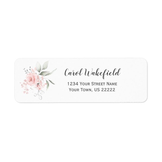 Blush Pink Roses Sage Greenery Return Address (Front)