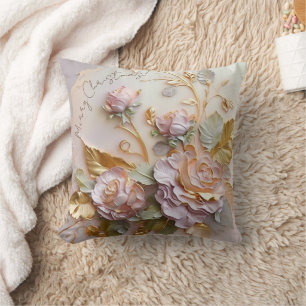 Blush Pink Roses Sculpture Cushion